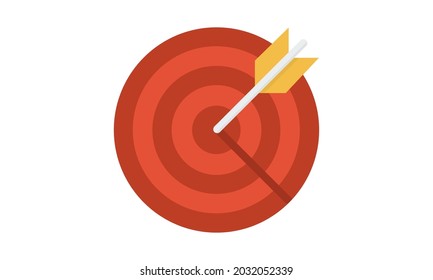 Target icon. Arrow hitting a target. Business concept. Vector illustration