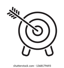 Target icon. Arrow hitting a target, line art. Business concept. Vector illustration