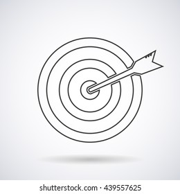Target icon with arrow isolated on a gray background, stylish vector illustration for web design