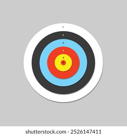 Target icon with arrow long shadow flat icon on white background.