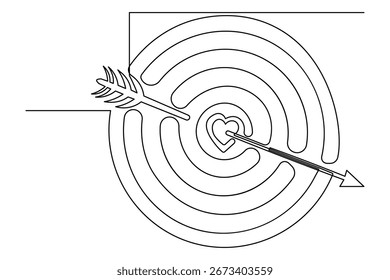 Icono de destino con flecha en concepto de contorno aislado de dibujo minimalista de una línea