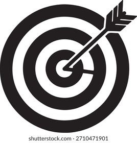Ícone de destino com seta. Símbolo de vetor minimalista de precisão, sucesso e realização de metas, atingindo o alvo para conceitos de negócios.