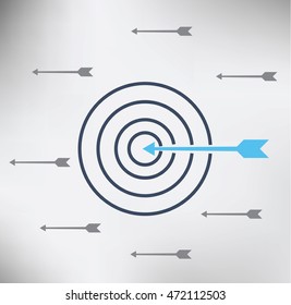 Target Icon arrow on centar.  Vector illustration.
