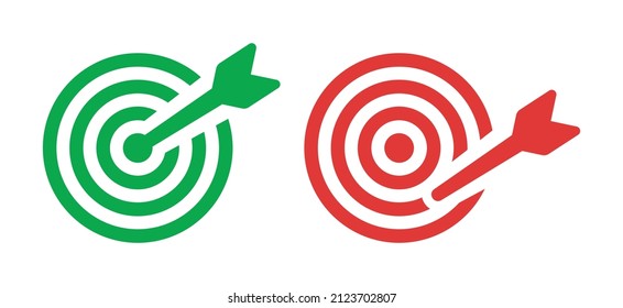 Target icon. Target with arrow icon set isolated on white background.