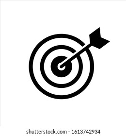 Target icon with arrow shot, Black aim and accuracy symbol. Vector sign illustration.