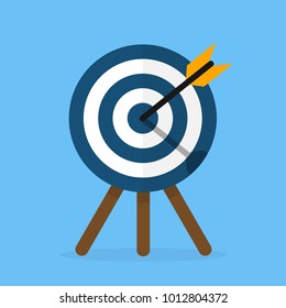 Target icon. Target with an arrow standing on a tripod. Vector illustration