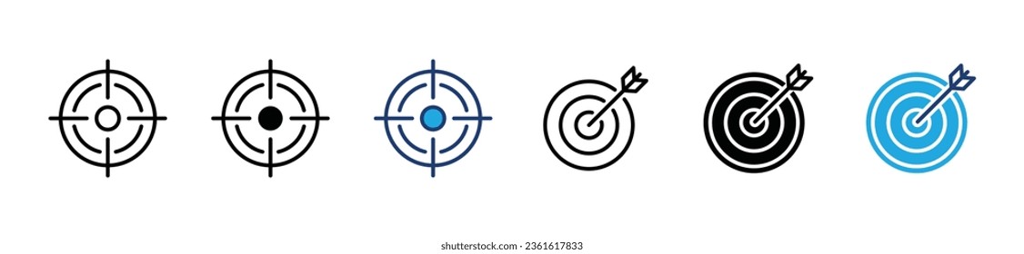target icon. Target with arrow icon symbol. Target, goal, aim, sniper shoot icon symbol. Vector illustration