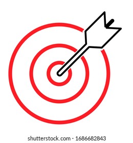 Target icon with arrow symbol for website etc. Web flat button, vector illustration