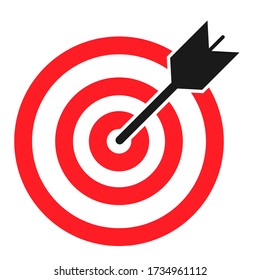 Target icon with arrow symbol for website etc. Web flat button, vector illustration