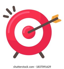 Target icon An arrow that is placed in the middle of the target. Business goal concept.