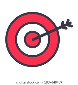 Target icon An arrow that is placed in the middle of the target. Business goal concept.