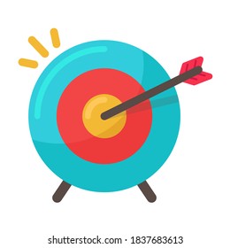 Target icon An arrow that is placed in the middle of the target. Business goal concept.