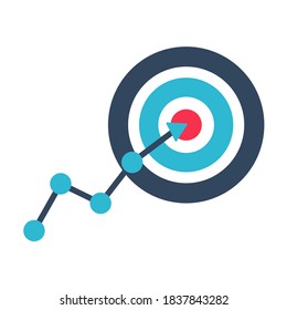 Target icon An arrow that is placed in the middle of the target. Business goal concept.