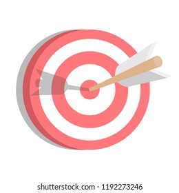 A target icon with an arrow. Vector illustration in a flat style. Isolated on white background.