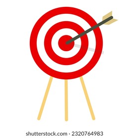 Target Icon with Arrows. Precision, accuracy, aiming, focus, goal, objective, shooting, archery, bullseye, competition, challenge, sports. Vector line icon for Business and Advertising