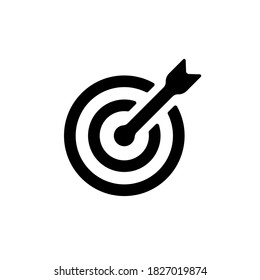 Target icon in black. Arrow. Mission. Winner. Business concept. Vector EPS 10. Isolated on white background