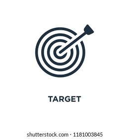 Target icon. Black filled vector illustration. Target symbol on white background. Can be used in web and mobile.