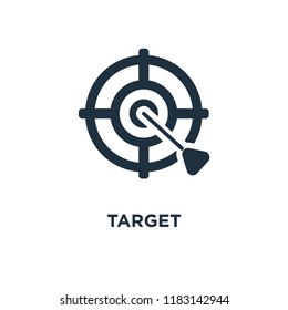 Target icon. Black filled vector illustration. Target symbol on white background. Can be used in web and mobile.