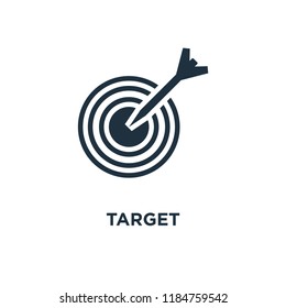 Target icon. Black filled vector illustration. Target symbol on white background. Can be used in web and mobile.