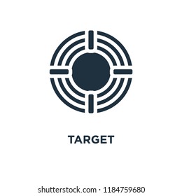 Target icon. Black filled vector illustration. Target symbol on white background. Can be used in web and mobile.