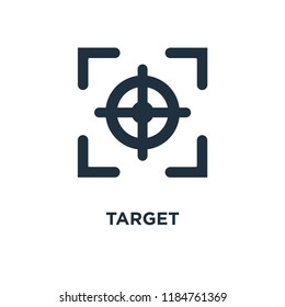 Target icon. Black filled vector illustration. Target symbol on white background. Can be used in web and mobile.