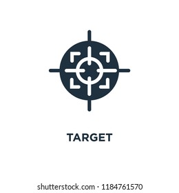 Target icon. Black filled vector illustration. Target symbol on white background. Can be used in web and mobile.