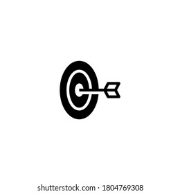Icono de destino en glifo plano negro, estilo relleno aislado en fondo blanco