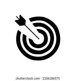Target Icon in black flat glyph, filled style isolated on white background