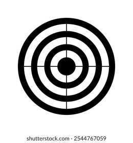 Target icon. Black silhouette. Front view. Vector simple flat graphic illustration. Isolated object on white background. Isolate.