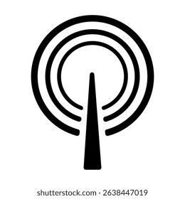 Target Icon – Black Silhouette Vector Illustration with Concentric Circles.