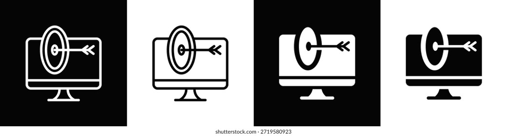Icono de destino con fondo blanco y negro