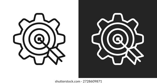 Icono de destino en estilo de línea en blanco y negro