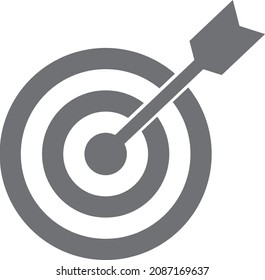 Target icon and bow arrow. Simple gray vector.