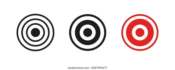 Target icon. Bullseye and accuracy symbol. Precision vector illustration. Goal, success and competition sign. Shooting and archery pictogram.