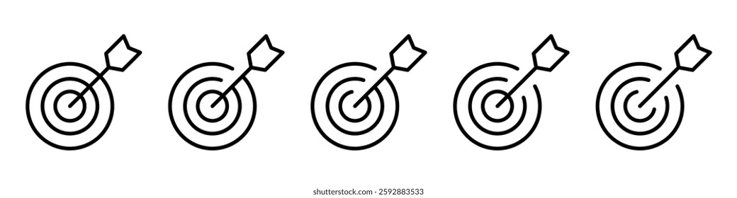 Target icon. Bullseye symbol. Precision, accuracy, focus icon for aiming, archery, shooting. Editable line width vector