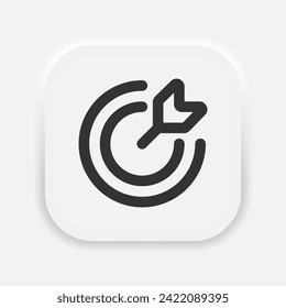 Target icon. Business goal symbol. Target with arrow as strategy concept sign in neumorphism style. Vector EPS 10