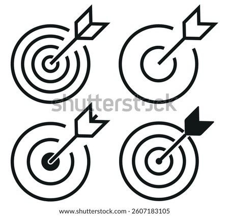 Target icon, business objective symbol. Target icon. successful shot in the darts target. vector illustration