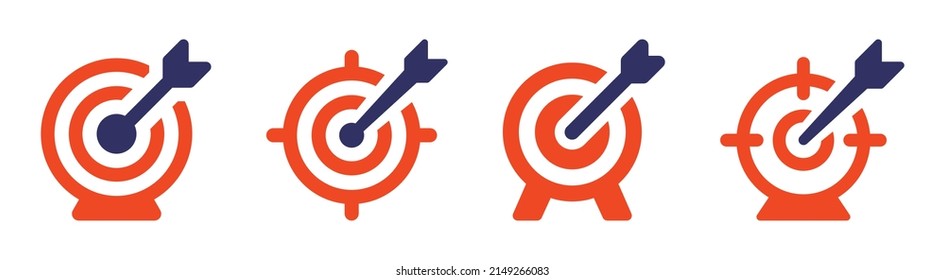 Target icon collection. Archery dartboard symbol isolated on white background.