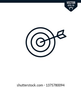 Target icon collection in outlined or line art style, editable stroke vector