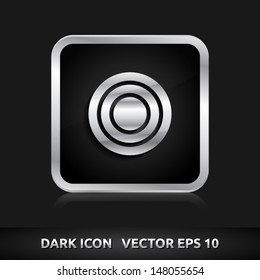 Target icon | color dark black silver metal grey white | icon set | abstract vector symbol | template design | shadows shiny | business button | abstract 3d