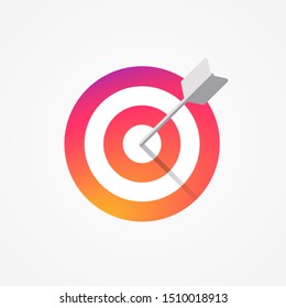 Target Icon Colorful Gradient Background. Dartboard Sign. Social Media Instagram Concept. Vector Illustration. EPS 10