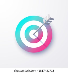 Target icon colorful gradient background. Dartboard sign, logo. Goal symbol. Vector illustration. EPS 10