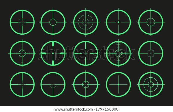 ターゲットアイコン 狙撃者の十字と狙い 銃の照準 軍用ライフル 陸軍の潜望鏡のロゴ ブルズイで武器から撃たれた ゲームの正確な十字 のベクター画像素材 ロイヤリティフリー