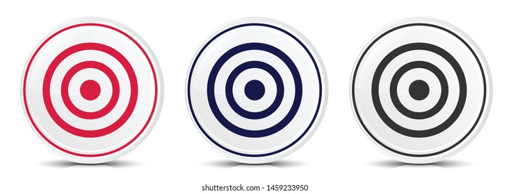 Target icon crystal flat round button set illustration design isolated on white background
