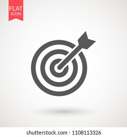 target icon. dart board. archery board. dartboard vector icon. Grey aim, arrow, Idea concept, perfect hit, winner, target goal. Success abstract pin logo