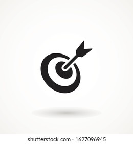 target icon. dart board. archery board. dartboard vector icon. Grey aim, arrow, Idea concept, perfect hit, winner, target goal icon. Success abstract pin logo