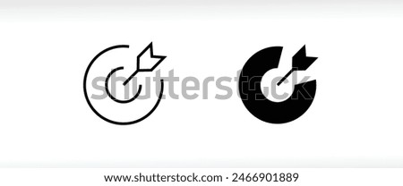 target icon. dart board. archery board. dartboard vector icon. Grey aim, arrow, Idea concept, perfect hit, winner, target goal icon. Success abstract pin logo