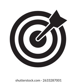 Target icon, dartboard with arrow icon. Darts target aim icon. Successful shoot symbol.
