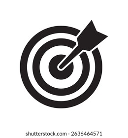 Target icon, dartboard with arrow icon. Darts target aim icon. Successful shoot symbol.