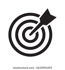 Ícone de destino, dartboard com ícone de seta. Atirar com sucesso. Ícone da meta de dardos.